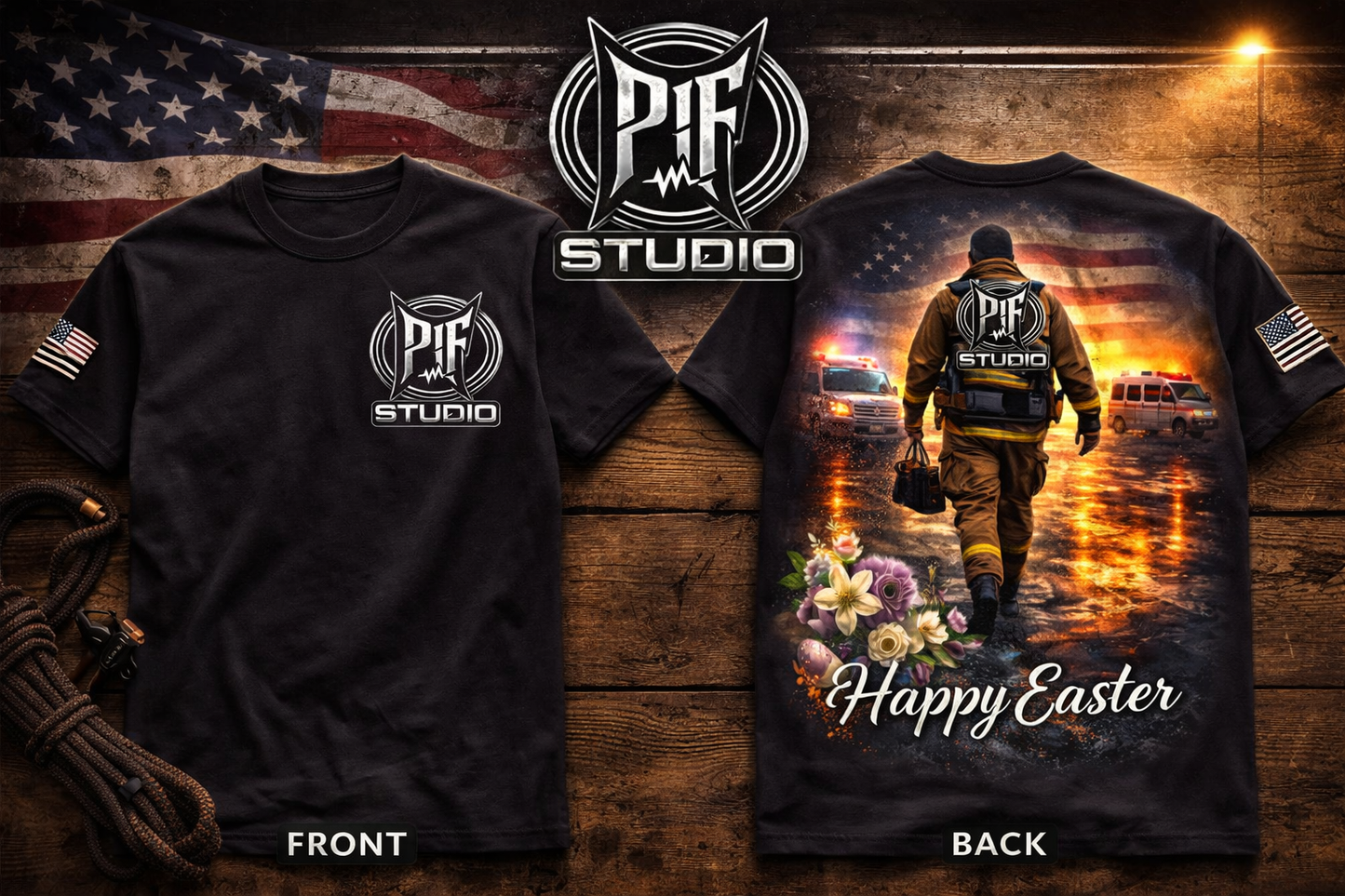Firefighter Happy Easter T-Shirt — First Responder Gift