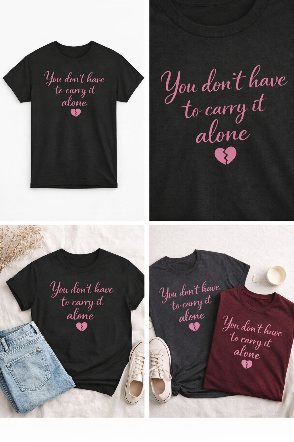 You Don’t Have To Carry It Alone Tee — Inspirational Mental Health Self-Care Shirt