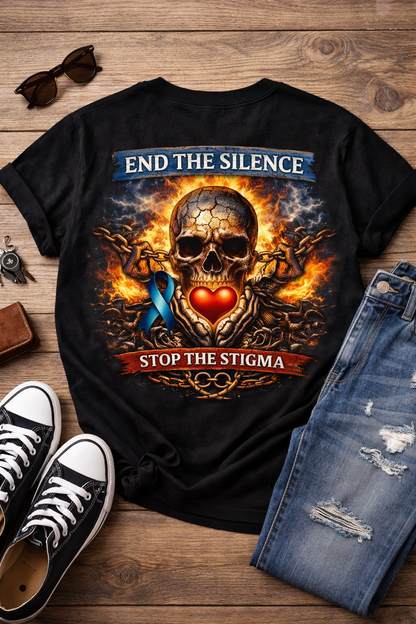 End The Silence Skull Mental Health Awareness Tee | Stop The Stigma