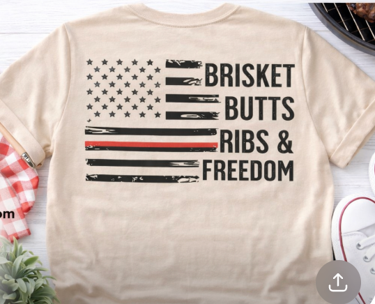 Copy of Thin Blue Line Patriotic BBQ Shirt Brisket Butts Ribs Smoker Tee | American Flag Grill