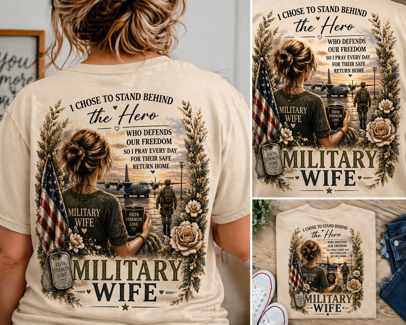 Military Wife Support Tee | Deployment Wife, Proud Military Spouse Shirt