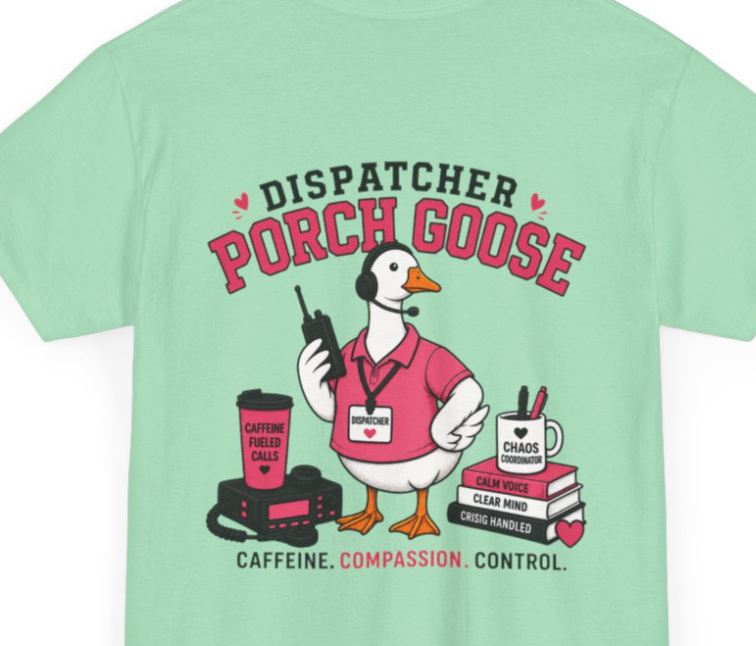 Dispatch Porch Goose T-Shirt — "Meet Your Porch Guardian"