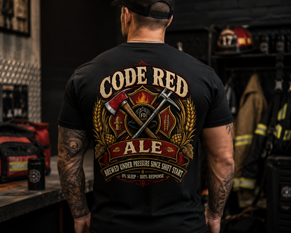 Code Red Ale Firefighter T‑Shirt — Brewed Under Pressure Tribute