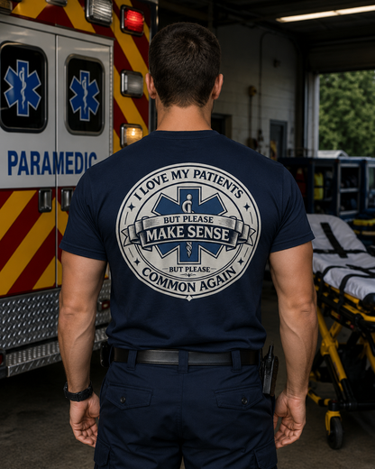 Paramedic T-Shirt — "I Love My Patients But Please Make Sense Common Again" Funny EMS Tee