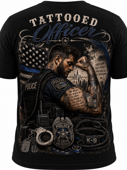 Thin Blue Line Tribute K-9 Police T-Shirt — To Serve & Protect
