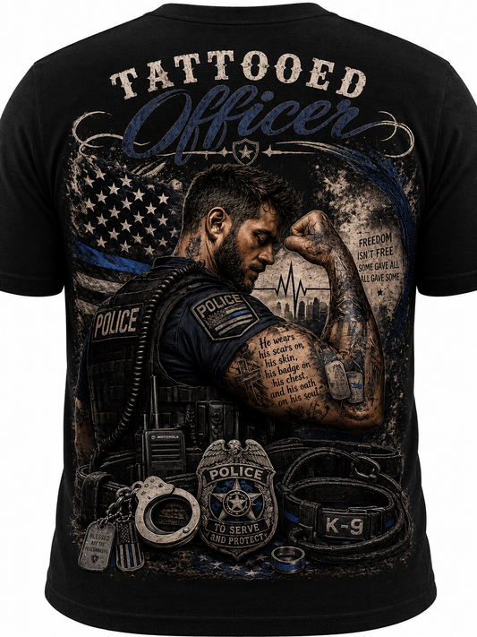 Thin Blue Line Tribute K-9 Police T-Shirt — To Serve & Protect