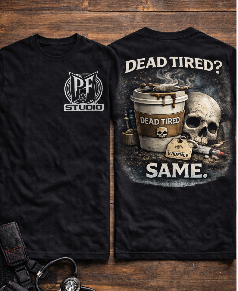 Dead Tired Medical Examiner T-shirt | Funny Forensic Design