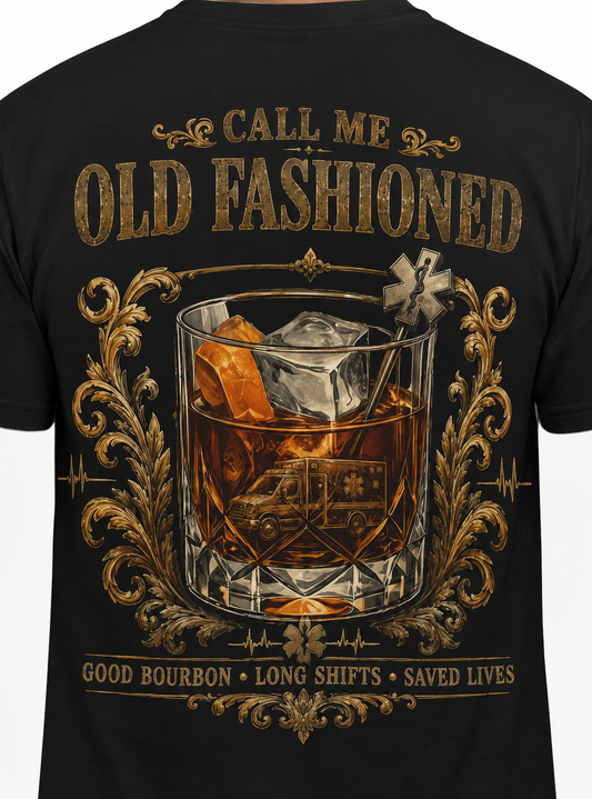 EMS Bourbon & Ambulance Whiskey T-Shirt — "Call Me Old Fashioned"