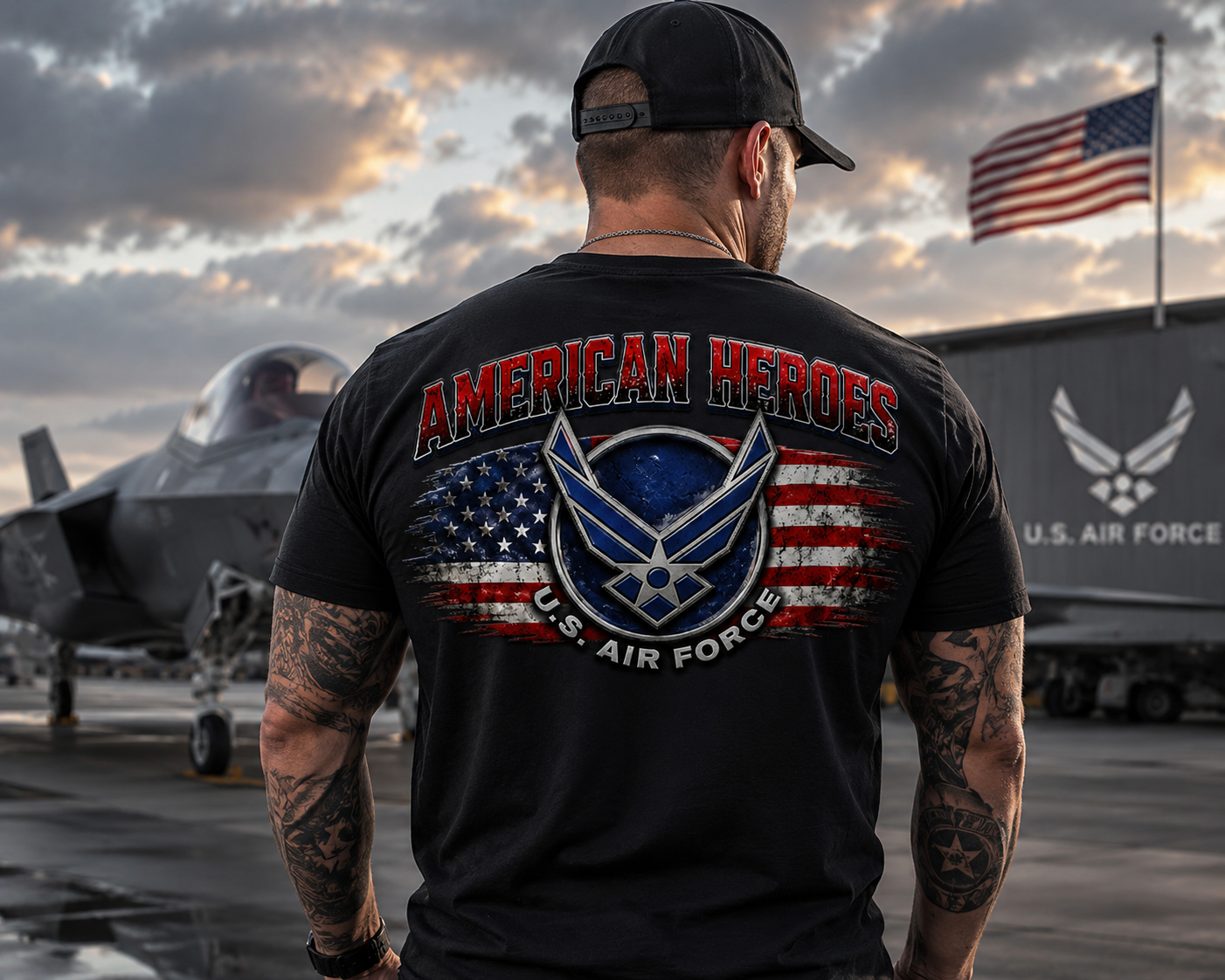 Air Force American Heroes T-Shirt — Patriotic U.S. Flag Military Tee