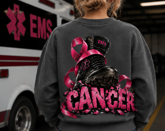 Cancer Awareness Sweatshirt  EMS Edition– Pink Ribbon Fighter Graphic Crewneck