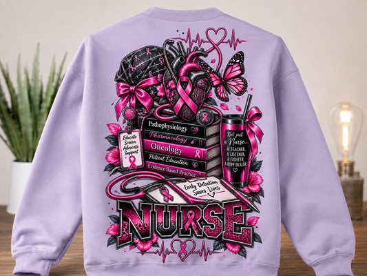 Breast Cancer Awareness Nurse Sweatshirt — Pink Ribbon RN Crewneck