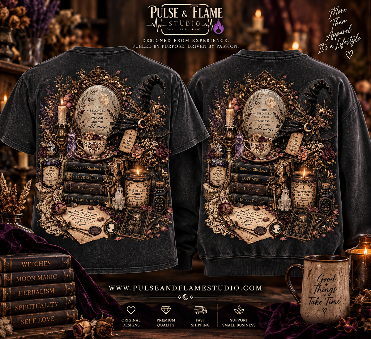 Witchy Apothecary Spellcaster Illustration Sweatshirt | Occult, Vintage Potion Art