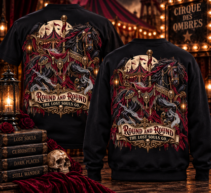 Round and Round the Lost Souls Go | Haunted Carousel Gothic Circus Shirt