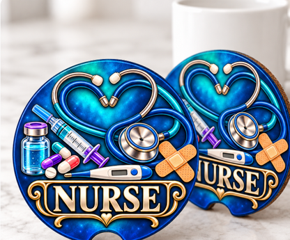 Nurse Car Coaster — Medical Symbols Soapstone Drink Holder