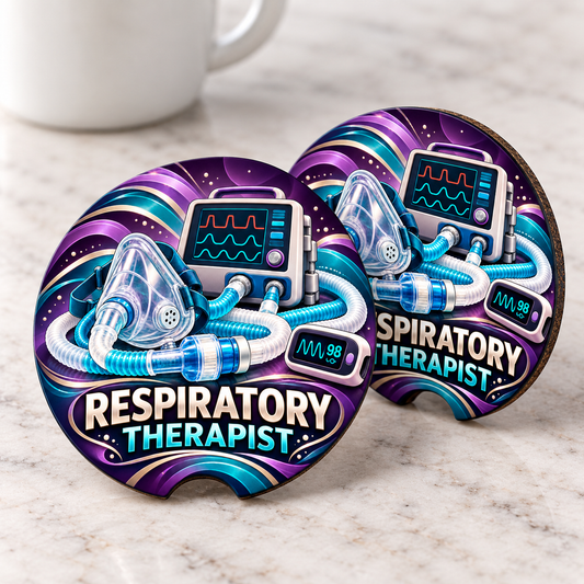 Respiratory Therapist Car Coaster — Soapstone Drink Holder with Ventilator Design