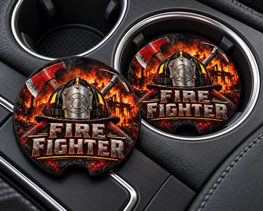 Firefighter Helmet Soapstone Car Coaster – Firefighter Pride Car Accessory
