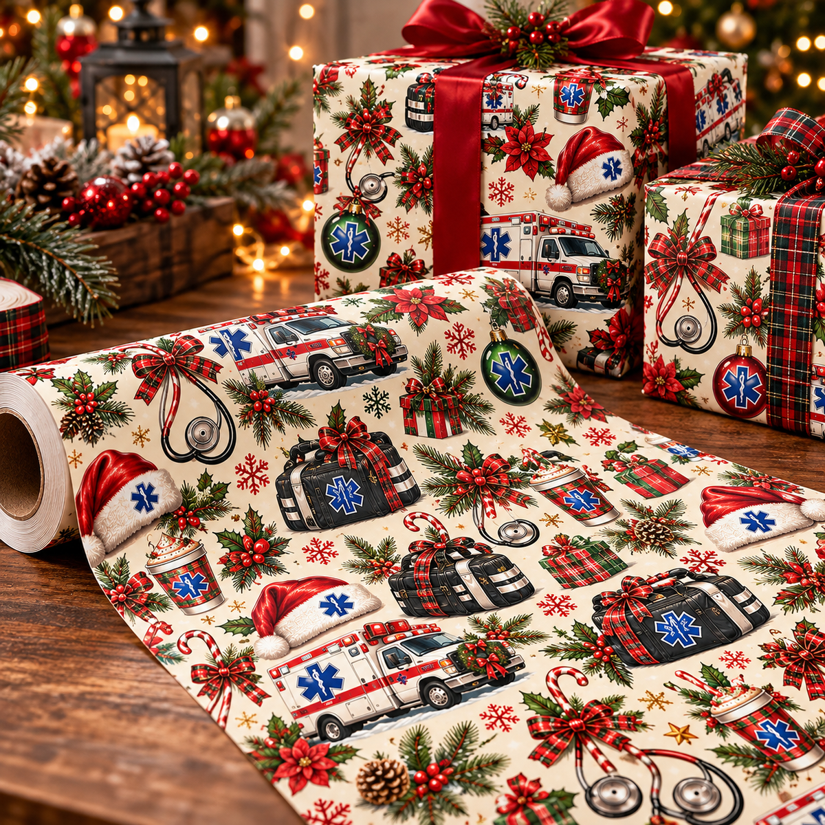 Wrapping Paper – Christmas Emergency Medical Services Design