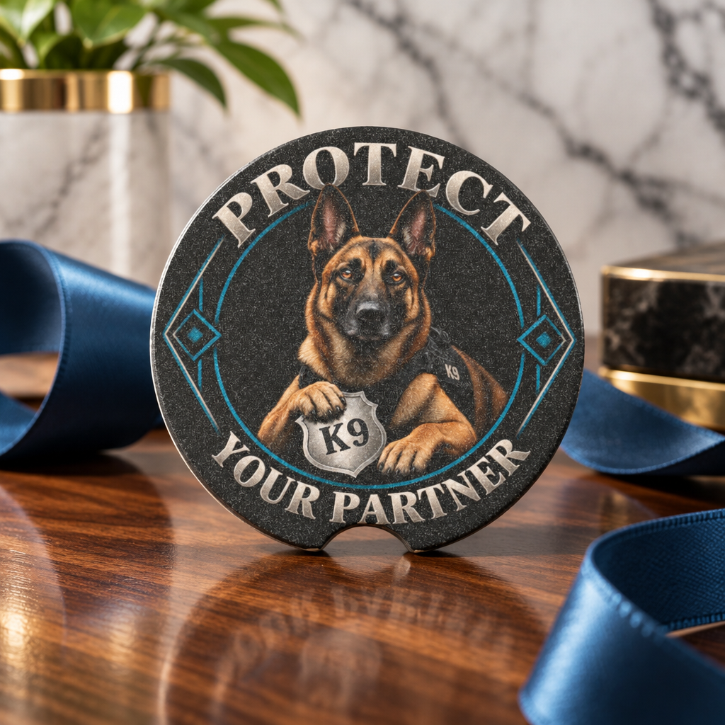 Protect Your Partner K9 German Shepherd Soapstone Car Coaster