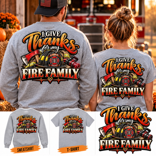 I Give Thanks for My Fire Family Shirt | Firefighter Thanksgiving t shirt Fire Department Fall Shirt | Firefighter Gift
