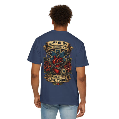 Paramedic Tattoo Heart T‑Shirt — "Some of Us Wear Our Stories in Ink, Some of Us Save Yours"