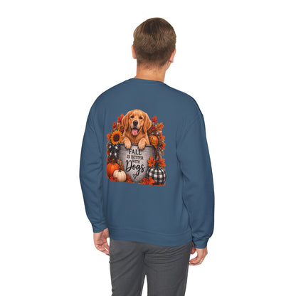 Golden Retriever Fall Dogs Sweatshirt | Autumn Pumpkins Sunflowers Plaid