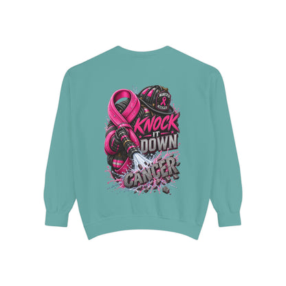 Breast Cancer Awareness Sweatshirt  Firefighter edition— "Knock It Down Cancer" Crewneck