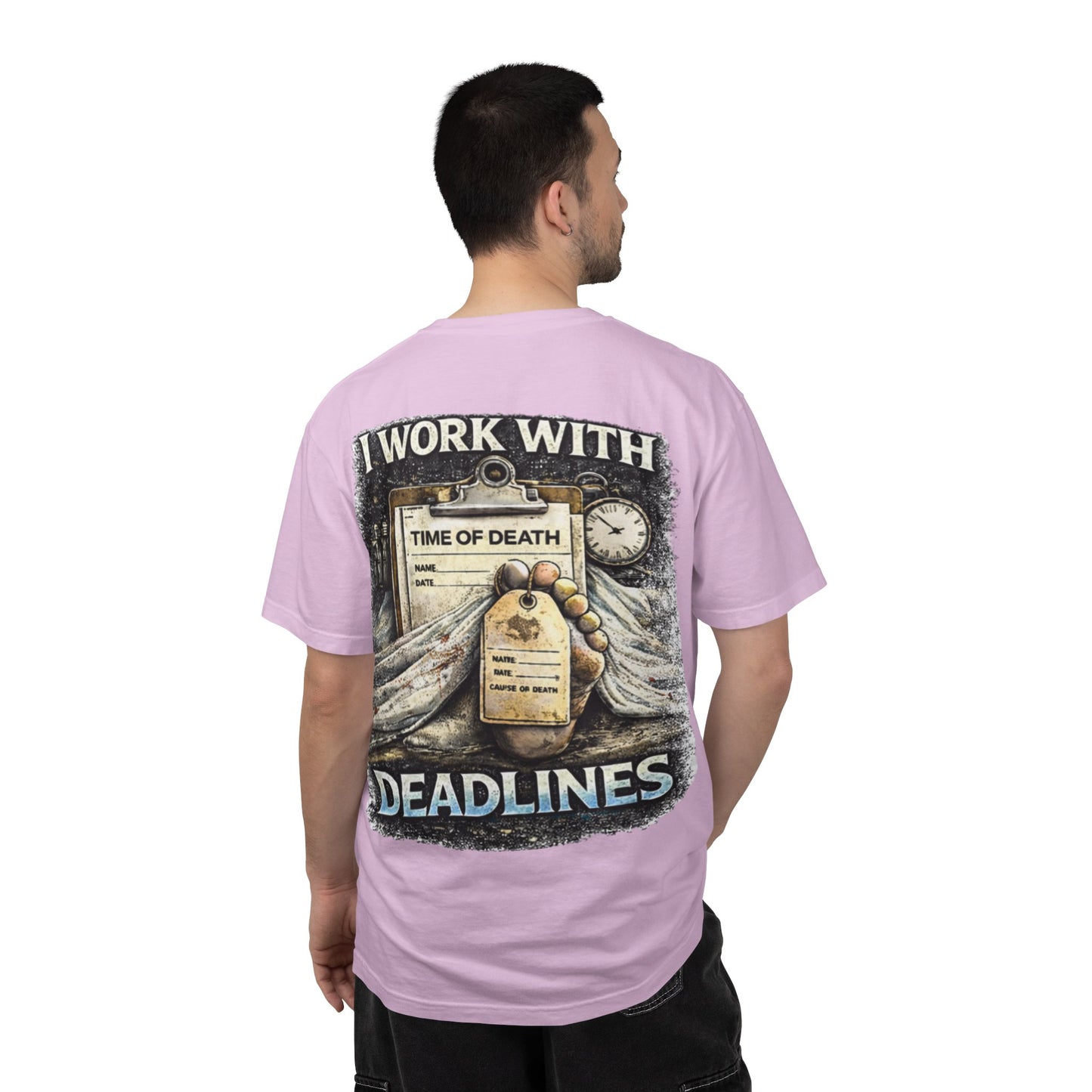 I Work With Deadlines dark humor Medical Examiner T-shirt | Paramedic First Responder