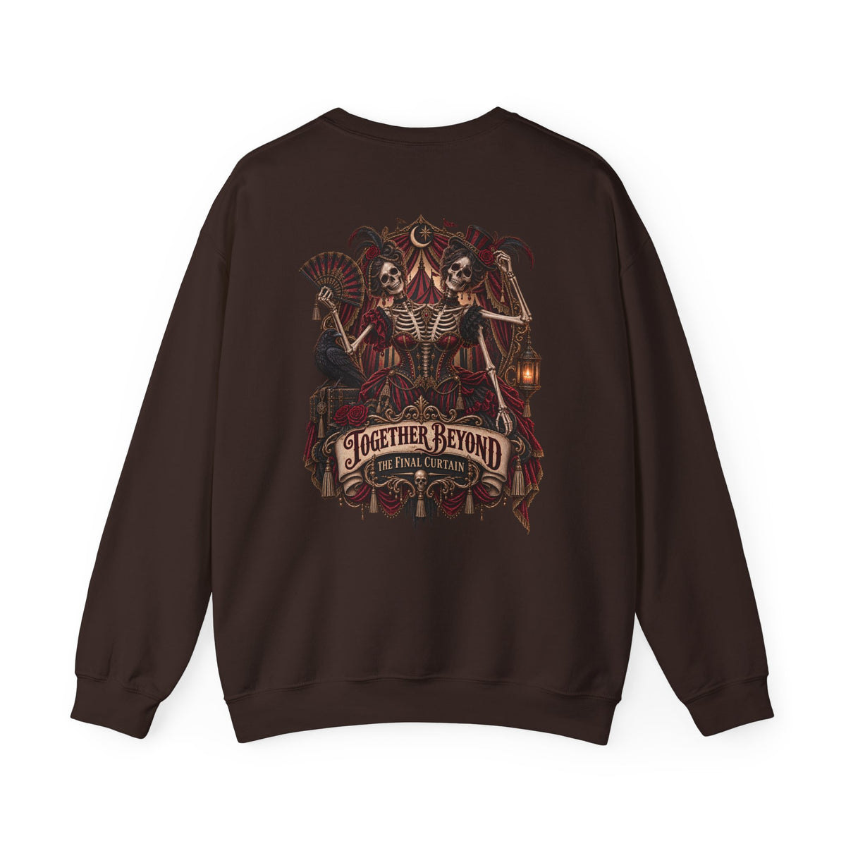 Together Beyond the Final Curtain | Gothic Sideshow Skeleton Halloween Shirt
