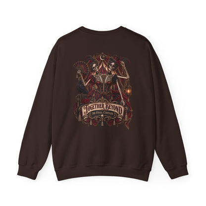 Together Beyond the Final Curtain | Gothic Sideshow Skeleton Halloween Shirt