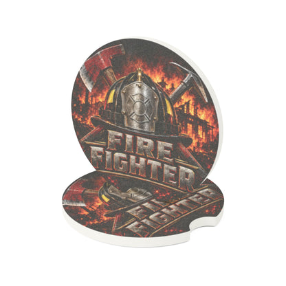 Firefighter Helmet Soapstone Car Coaster – Firefighter Pride Car Accessory