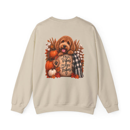 Fall Vibes Furry Tribes Dog Sweatshirt | Pumpkin Plaid Cozy Autumn