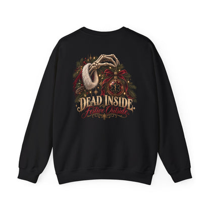 Dead Inside Festive Outside EMS Christmas Sweatshirt, Funny Paramedic Gift, EMT Holiday Crewneck, First Responder Dark Humor