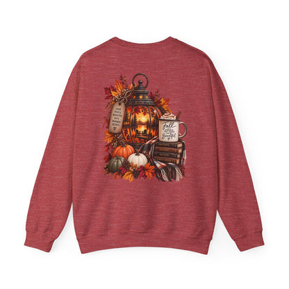 Autumn Lantern Pumpkin Stack Sweatshirt | Cozy Fall Leaves Scene