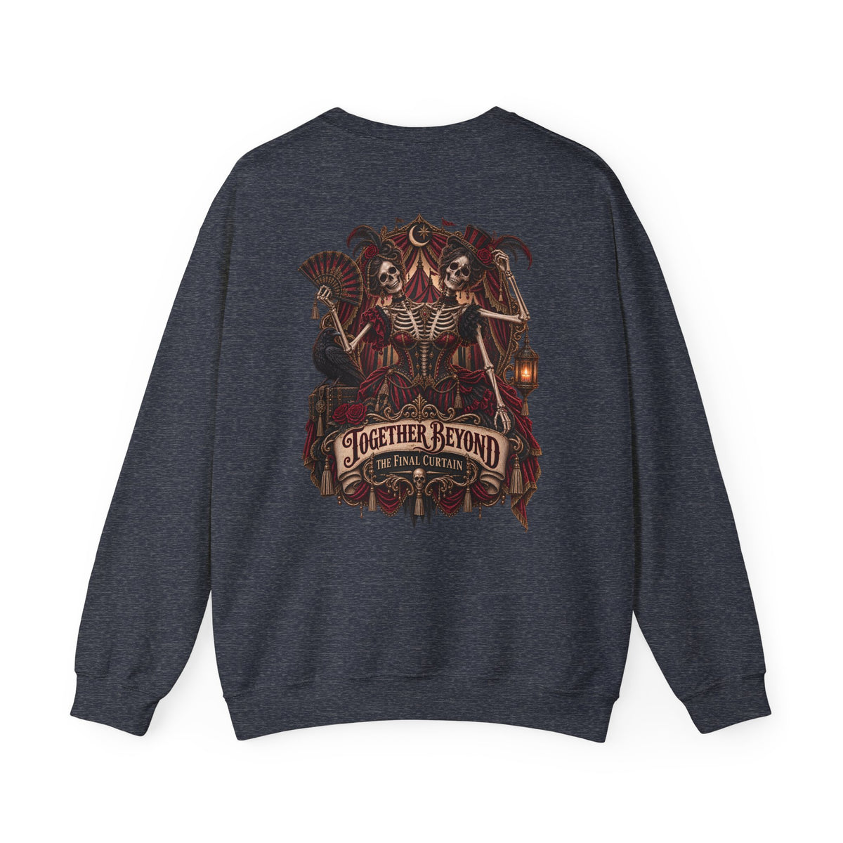 Together Beyond the Final Curtain | Gothic Sideshow Skeleton Halloween Shirt