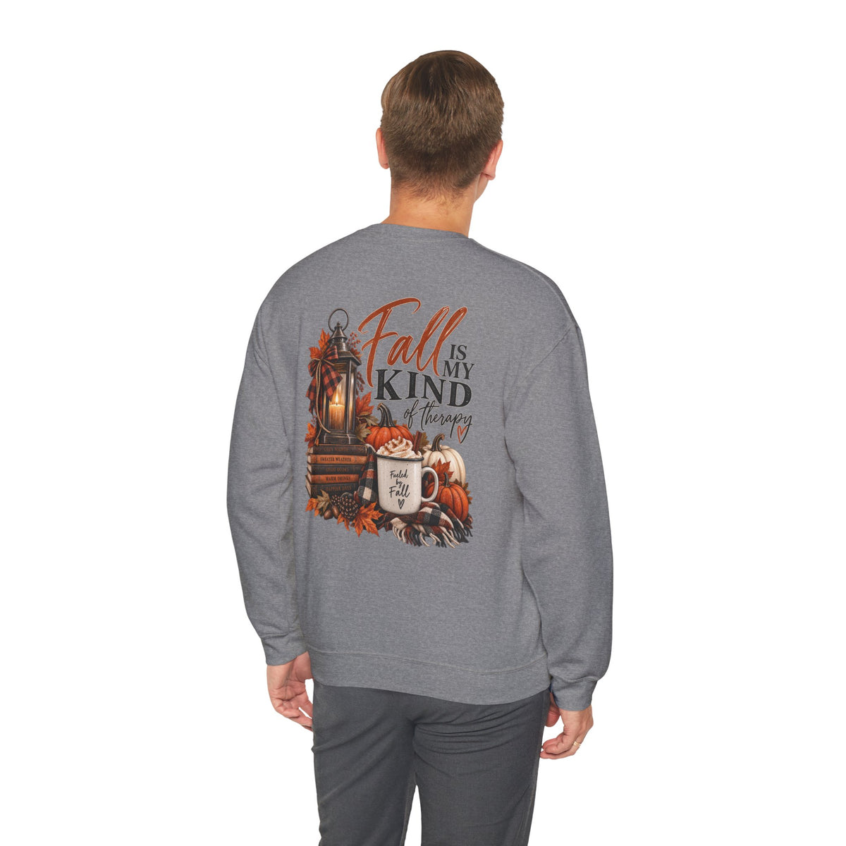 Fall Is My Kind Of Therapy Sweatshirt | Autumn Leaves Lantern Coffee Pumpkin