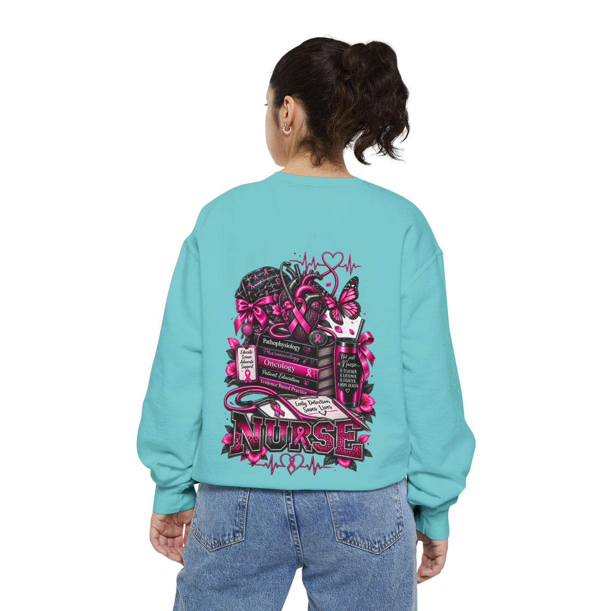 Breast Cancer Awareness Nurse Sweatshirt — Pink Ribbon RN Crewneck