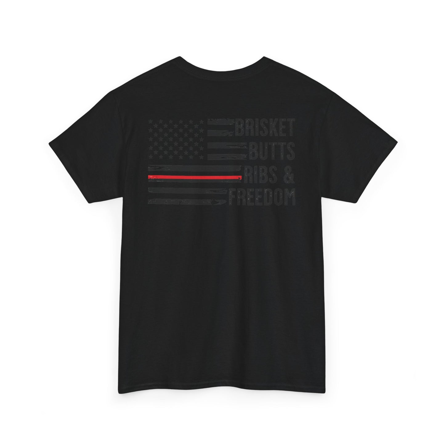 Copy of Thin Blue Line Patriotic BBQ Shirt Brisket Butts Ribs Smoker Tee | American Flag Grill