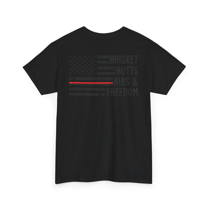 Copy of Thin Blue Line Patriotic BBQ Shirt Brisket Butts Ribs Smoker Tee | American Flag Grill