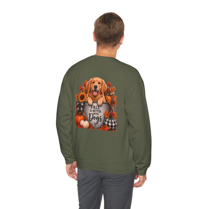 Golden Retriever Fall Dogs Sweatshirt | Autumn Pumpkins Sunflowers Plaid