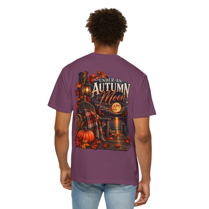 Under an Autumn Moon T-Shirt | Fall Lake Scene, Pumpkins & Plaid