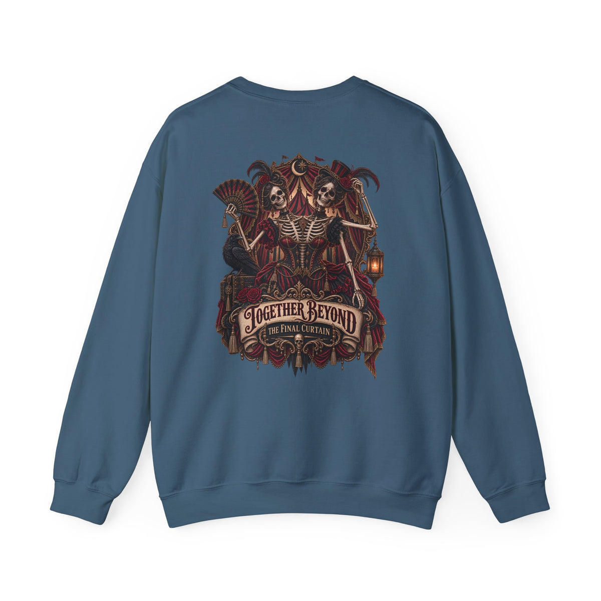 Together Beyond the Final Curtain | Gothic Sideshow Skeleton Halloween Shirt