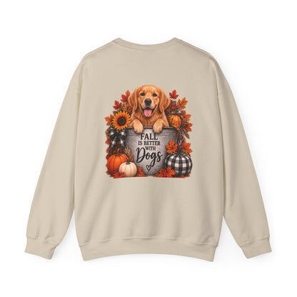 Golden Retriever Fall Dogs Sweatshirt | Autumn Pumpkins Sunflowers Plaid