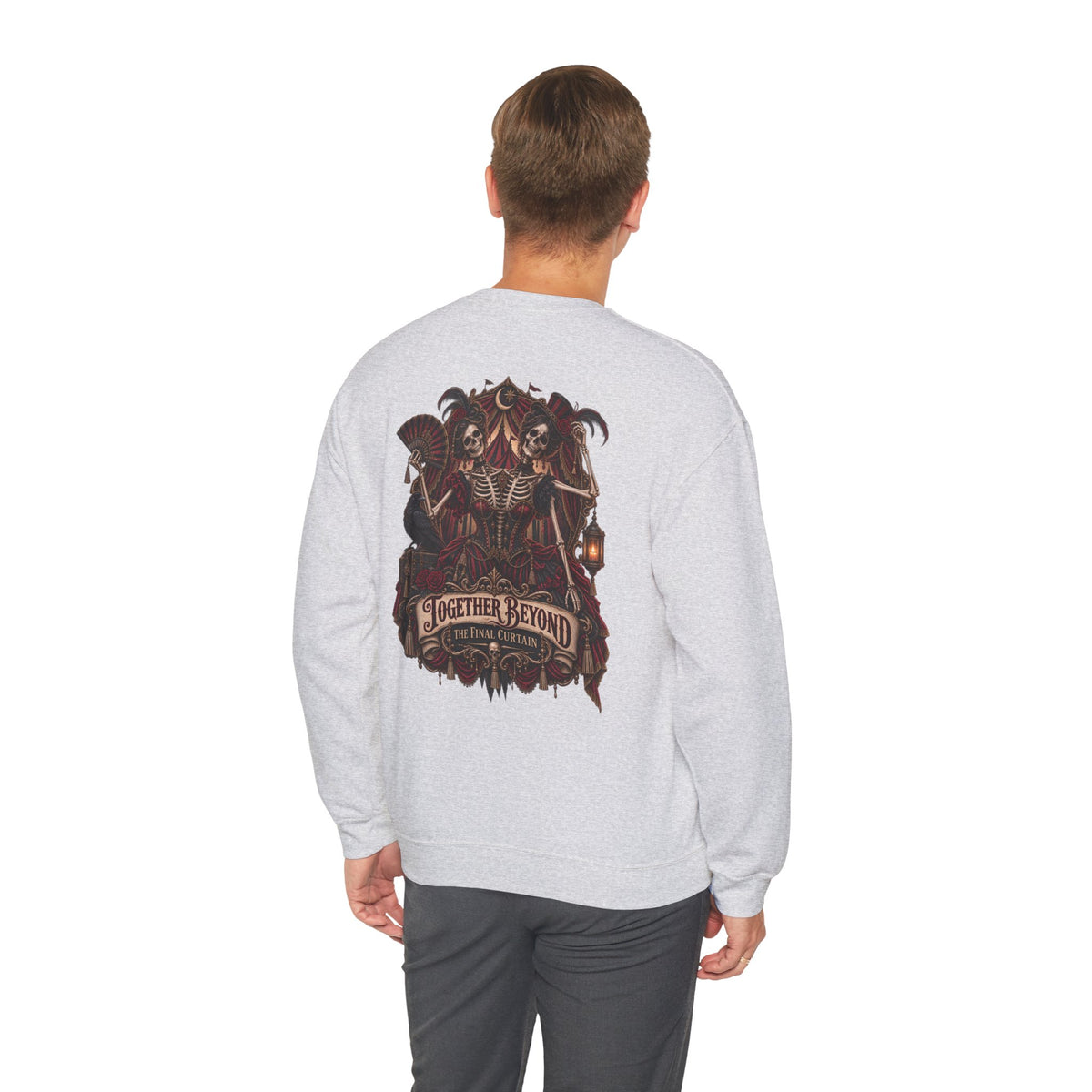 Together Beyond the Final Curtain | Gothic Sideshow Skeleton Halloween Shirt