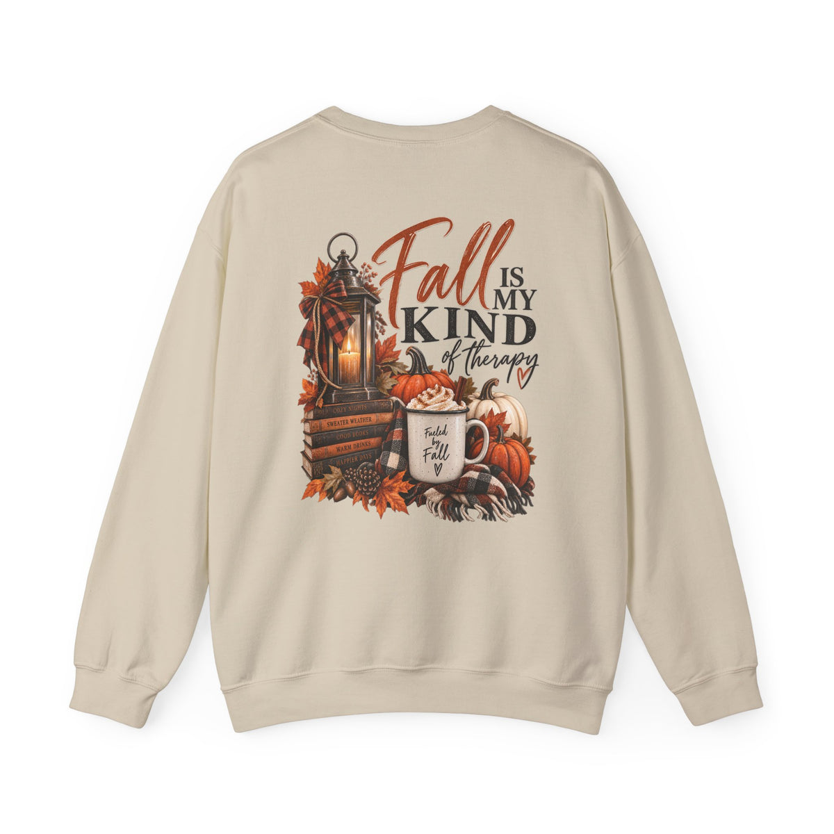 Fall Is My Kind Of Therapy Sweatshirt | Autumn Leaves Lantern Coffee Pumpkin