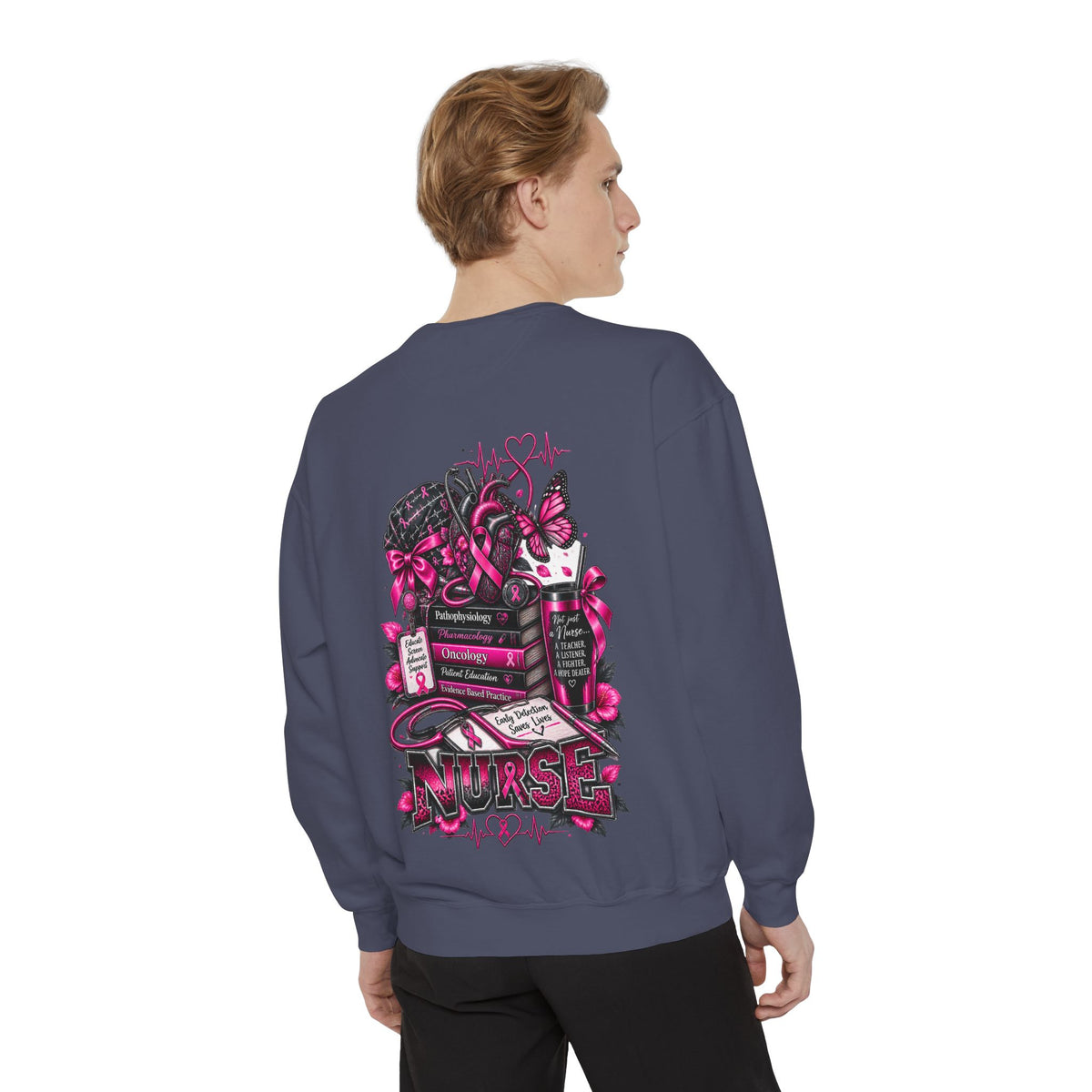 Breast Cancer Awareness Nurse Sweatshirt — Pink Ribbon RN Crewneck