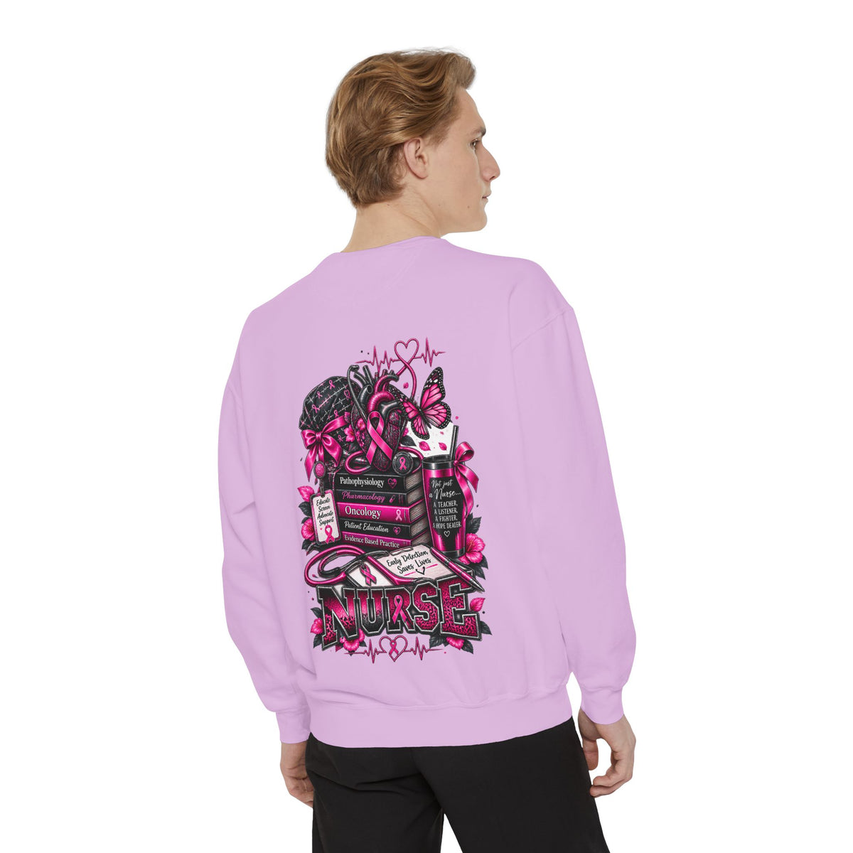 Breast Cancer Awareness Nurse Sweatshirt — Pink Ribbon RN Crewneck