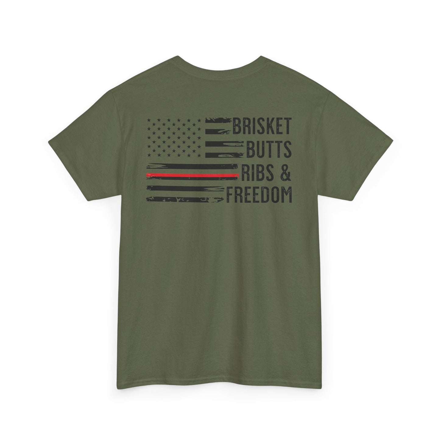 Copy of Thin Blue Line Patriotic BBQ Shirt Brisket Butts Ribs Smoker Tee | American Flag Grill
