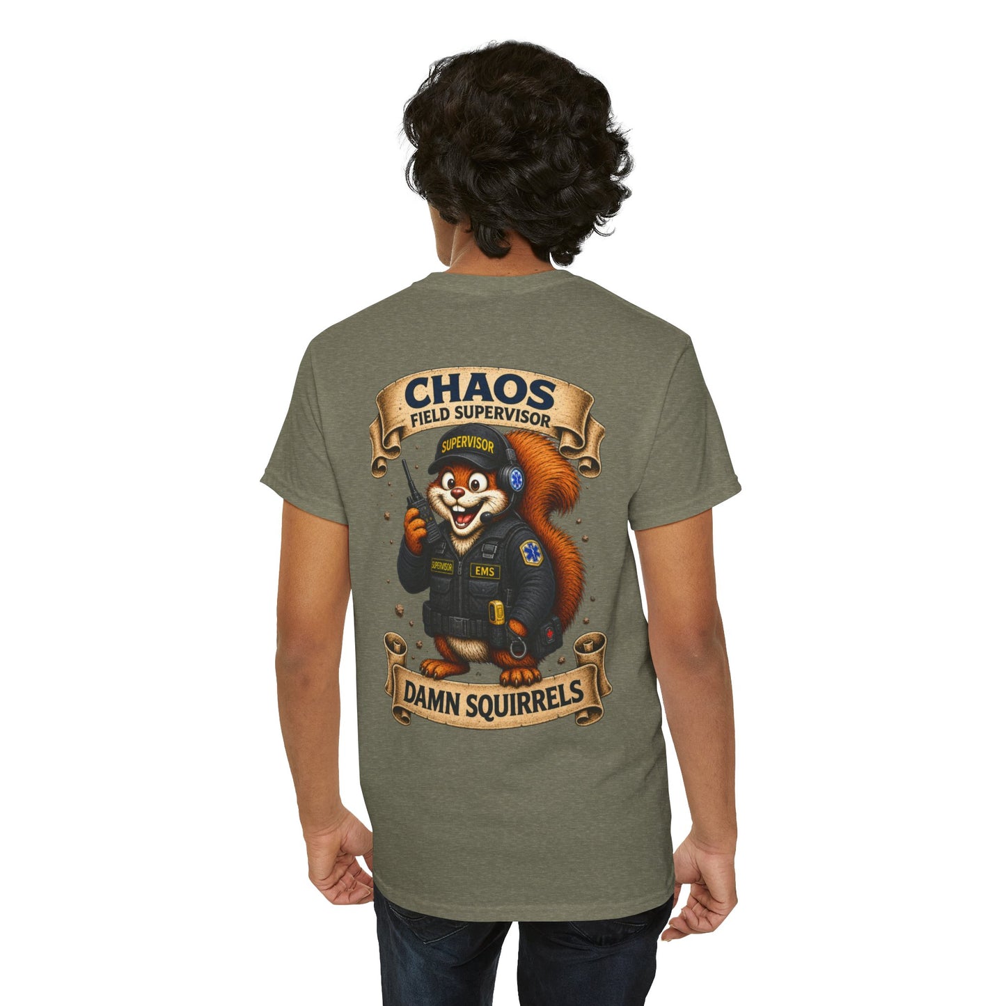 EMS Field Supervisor 'Chaos Squirrel' T-Shirt — Funny EMS Supervisor Gift