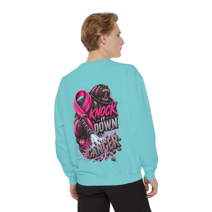 Breast Cancer Awareness Sweatshirt  Firefighter edition— "Knock It Down Cancer" Crewneck