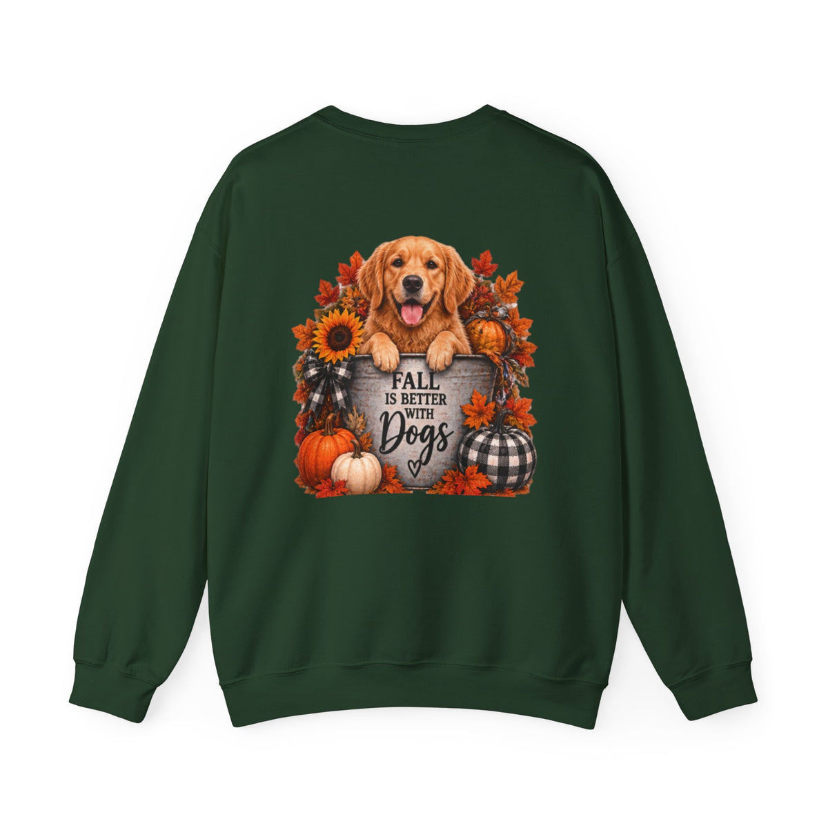 Golden Retriever Fall Dogs Sweatshirt | Autumn Pumpkins Sunflowers Plaid